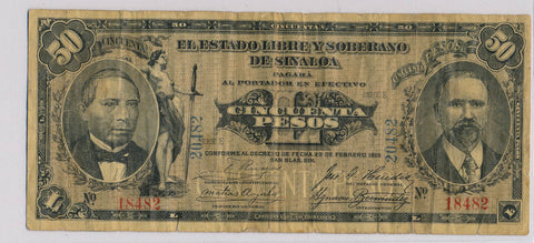 RC0120 Mexico 1915 50 Pesos  Sinaloa combine shipping