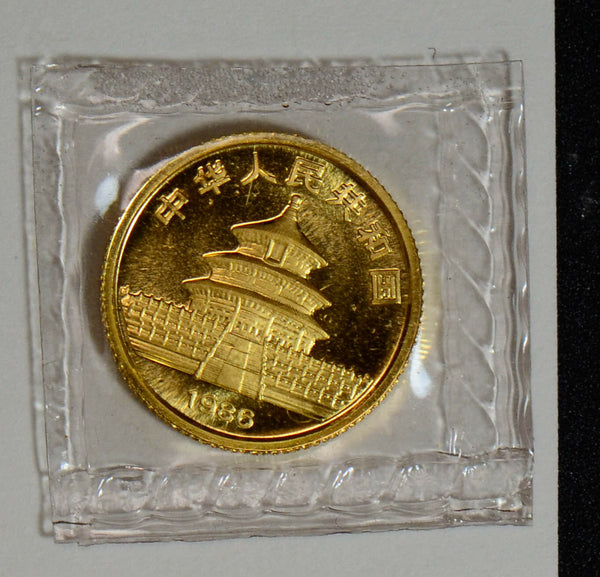 China 1986 5 Yuan gold mint sealed BU 1/20 oz panda GL0059 combine