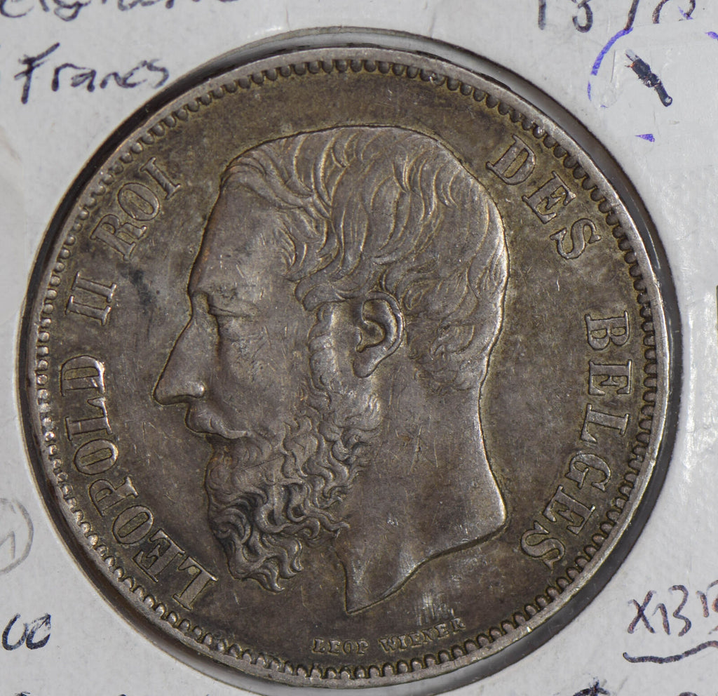 Belgium 1870 5 Francs silver  B0078 combine shipping