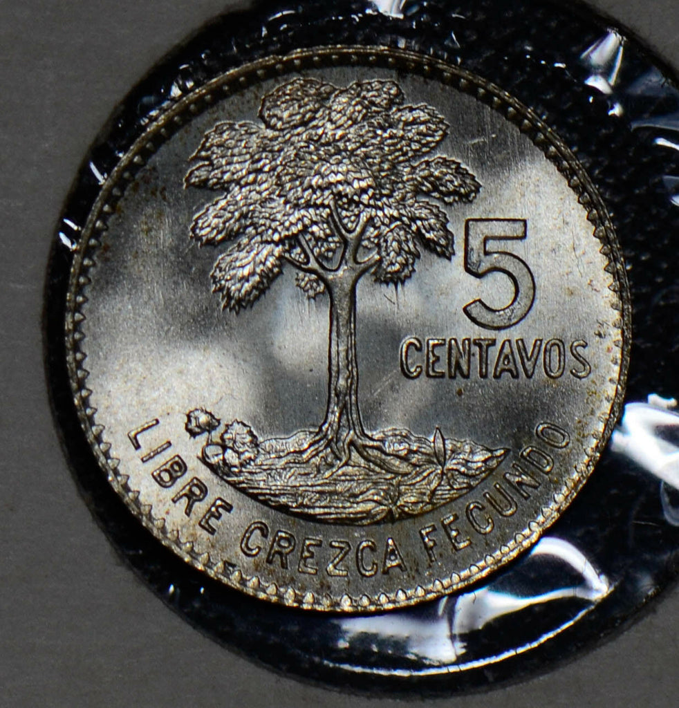 Guatemala 1964 5 Centavos silver Gem BU tree G0036 combine shipping