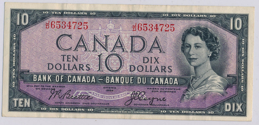 RC0160 Canada 1954 $10  beattie-coyne devil's face combine shipping