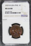 Philippines 1929 M Centavo NGC MS64 RB NG0245 combine shipping