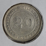 Straits Settlements 1891 20 Cents silver  S0271 combine shipping