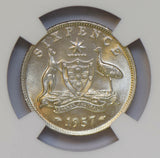 Australia 1957 6 Pence silver NGC MS62 NG0692 combine shipping