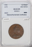 Great Britain 1772 1/2 Penny NGC lustrous UNC S-3774 NG0836 combine shipping