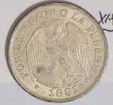 Chile 1881 20 Centavos silver lustrous C0338 combine shipping