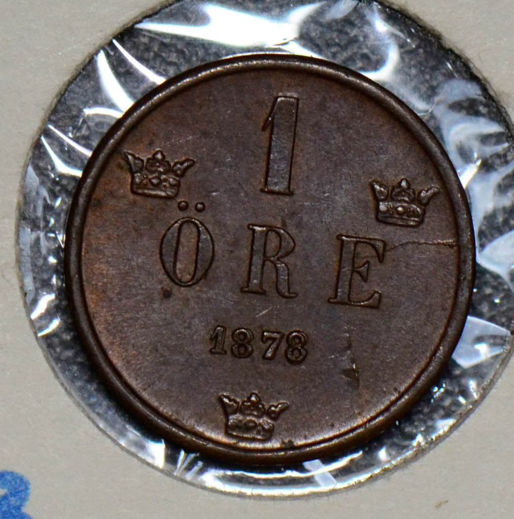 Sweden 1878 Ore UNC double date S0171 combine shipping