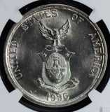 Philippines 1936 M Peso silver NGC MS64 Murphy-Quezon NG0493 combine shipping