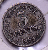 D0021 Danish West Indies 1859  3 Cents  combine shipping