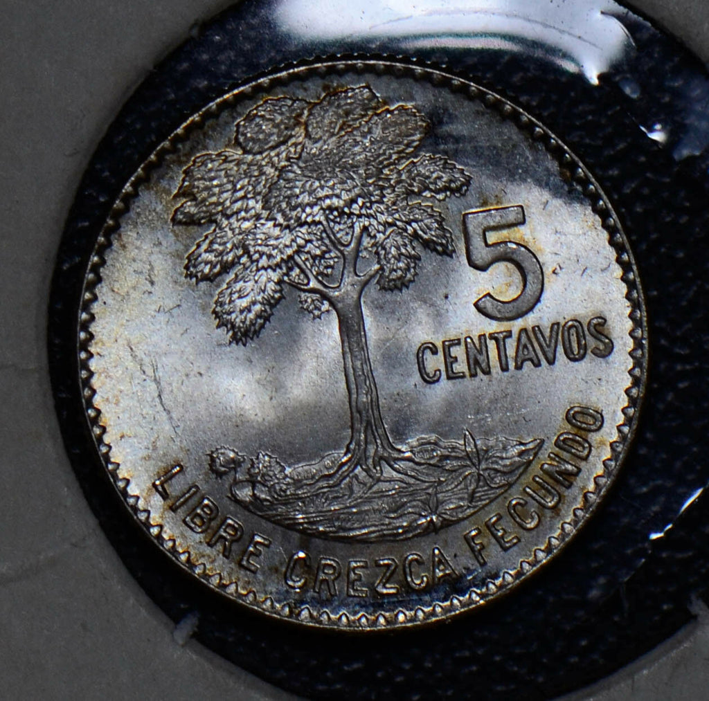 Guatemala 1960 5 Centavos silver bird animal Gem BU tree G0042 combine shipping
