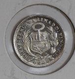 Peru 1906 1/2 Dinero silver UNC lustrous P0225 combine shipping