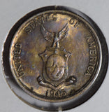Philippines 1945 50 Centavos silver luster underneath toning UNC P0263 combine s