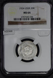 Russia 1924 20 Kopeks silver NGC MS64 rare in this grade NG0448 combine shipping