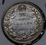 Canada 1917 25 Cents silver AU 190315 combine shipping