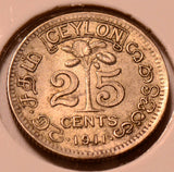 C0063 Ceylon 1911  25 Cents   combine shipping