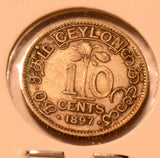 C0065 Ceylon 1897  10 Cents   combine shipping