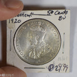 Straits Settlements 1920 50 Cents silver BU BU0489 combine shipping