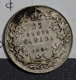 Canada 1934 25 Cents silver  CA0280 combine shipping