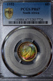 PC0011 1952 South Africa 6 Pence PCGS PR67 Toning B/T toned morgan dollar