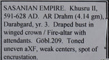 Sasanian 591 ~628AD Drahm  Khusru II AN0015 combine shipping