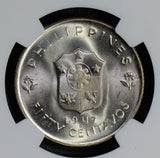 Philippines 1947 S 50 Centavos silver NGC MS65 douglas macarthur rare in this gr
