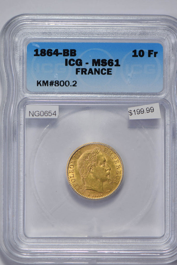 France 1884 10 Francs gold ICG MS61 NG0654 combine shipping