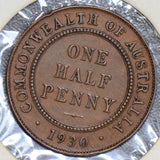 Australia 1930 1/2 penny half AU0052 combine shipping