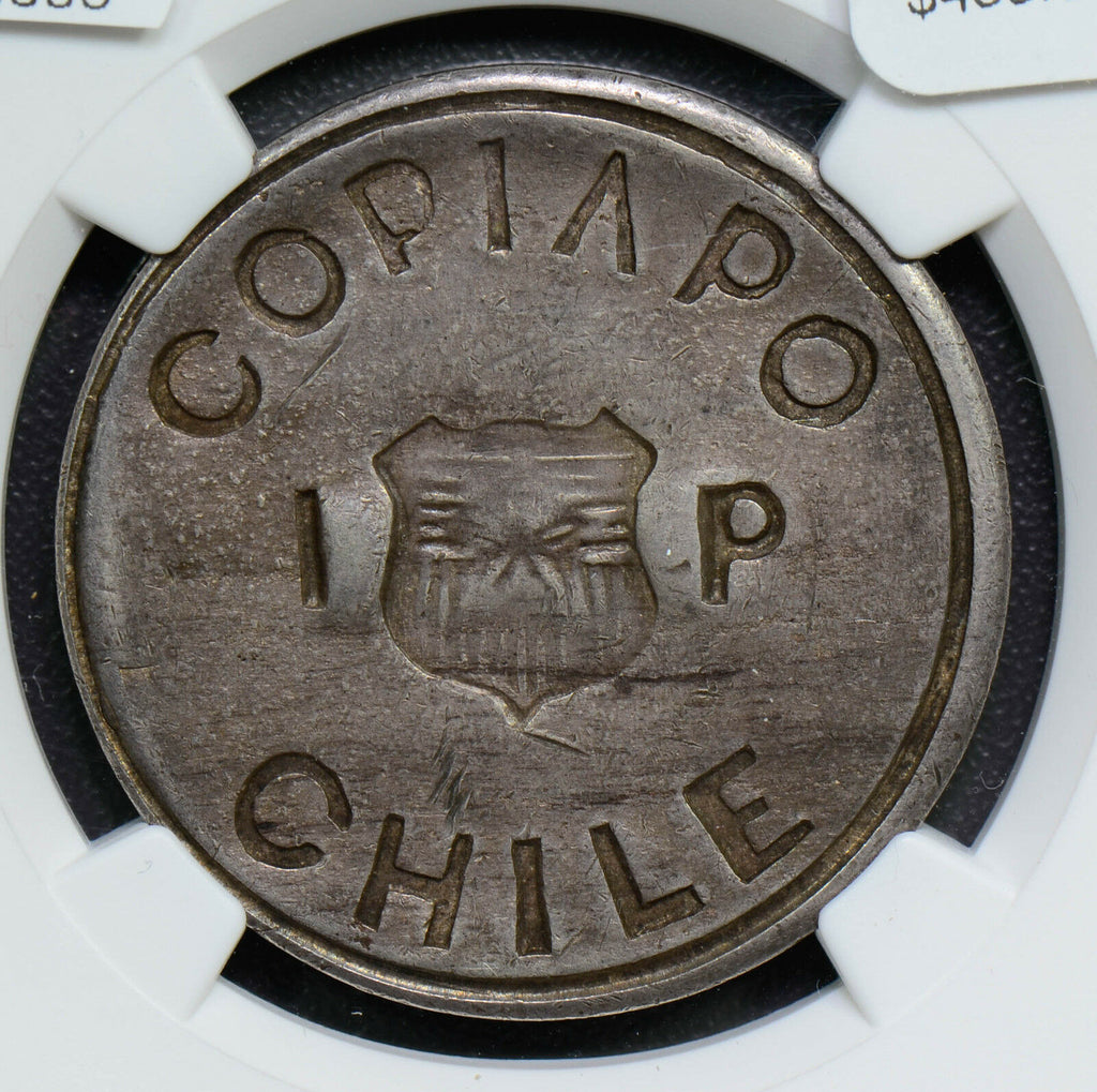 NG0305 Chile 1865  Peso silver  NGC AU55 Copiapo restrike  combine shipping