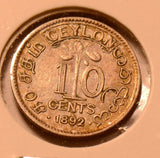 C0067 Ceylon 1892  10 Cents   combine shipping