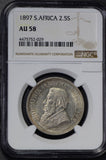 South Africa 1897 2 1/2 Shillings silver NGC AU58 NG0579 combine shipping
