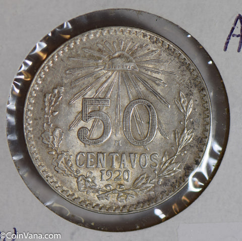 Mexico 1920 50 Centavos silver lustrous M0281 combine shipping