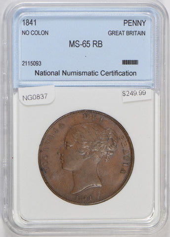 Great Britain 1841 Penny NGC lustrous UNC NG0837 combine shipping