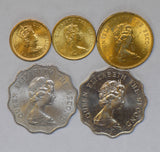 Hong Kong 1979 /1982/1980/1975/1982 5 cents/10/50 cents/$2 gem BU BU0434 combine