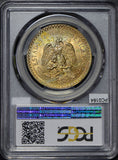 Mexico 1925 Peso silver eagle animal PCGS MS63 golden toning PC0164 combine ship