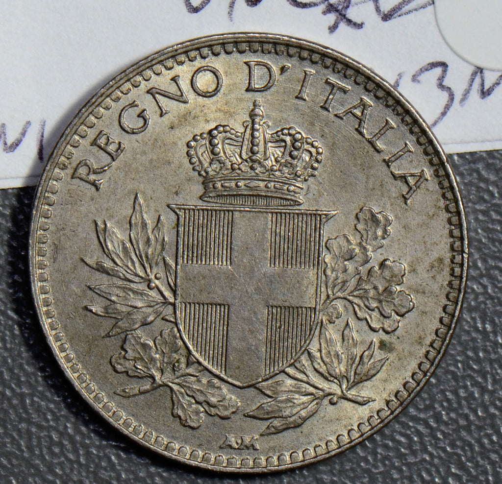 Italy 1918 20 Centesimi silver reeded edge I0306 combine shipping