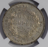 British India 1840 M Rupee silver NGC MS60 NG0669 combine shipping