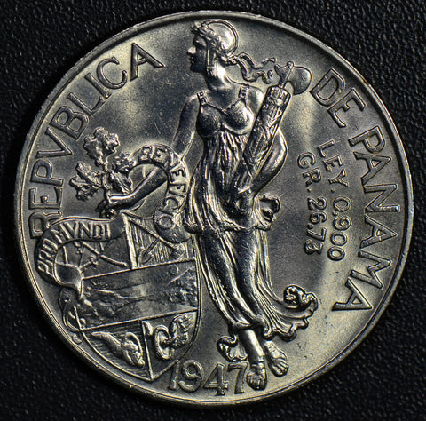 Panama 1947 Balboa woman silver UNC P0196 combine shipping
