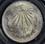 PC0128 Mexico 1933 M Peso silver cap and rays PCGS MS65
