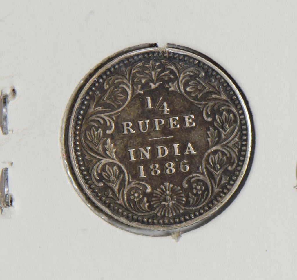 British India 1886 1/4 Rupee silver  I0359 combine shipping