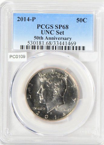 2014 P 50 Cents   PCGS SP68 Kennedy half dollar high relief from the anniversar