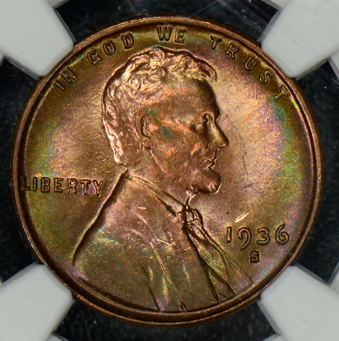1936 S Cent NGC MS 64 RB green purple toning georgeous NG0267 combine shipping