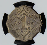 British India 1907 B Anna NGC MS63 NG0543 combine shipping