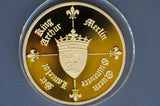 King Arthur Silver medal gold plated 3.3oz silver .99 silver