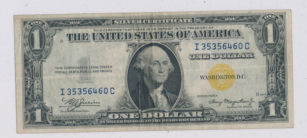 RC0245  1935 A silver certificate $1 world war II yellow seal rare in this grade