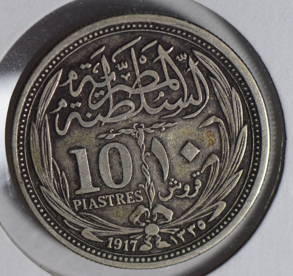 Egypt 1917 10 Piastres silver BU0513 combine shipping