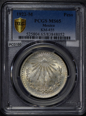 Mexico 1922 Peso silver eagle animal PCGS MS65 PC0166 combine shipping
