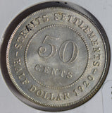 Straits Settlements 1920 50 Cents silver lustrous UNC S0264 combine shipping