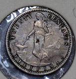 Philippines 1907 20 Centavos silver eagle animal  190091 combine shipping
