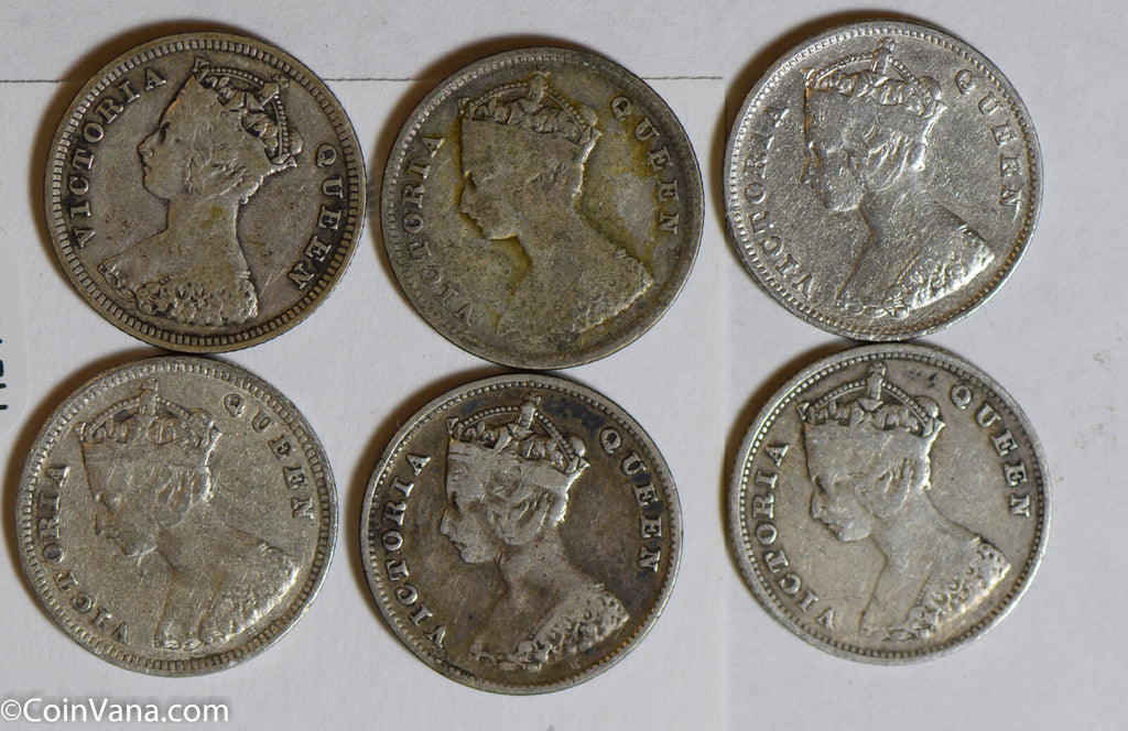 Hong Kong 1890 ~01 10 Cents silver lot of 6 coins H0137 combine shipping