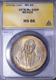 Mexico 1978 Mo 100 Peso ANACS MS66 crisp golden toning combine shipping NG0112 c